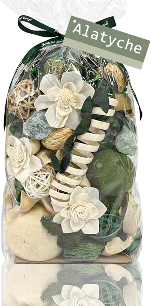 Green Potpourri Bags,Cedar Scented Potpourri Bowl Filler, Dried Flowers, Home Fragrance Sachet, Bathroom Decor(20 oz)