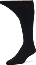 7BigStars Men Diabetic Seamless Dress Business Cotton Mid Calf Socks - 5 Pack Big Tall - Solid Casual - Sock Size 13-15 Shoe Size 12-15 XL Black
