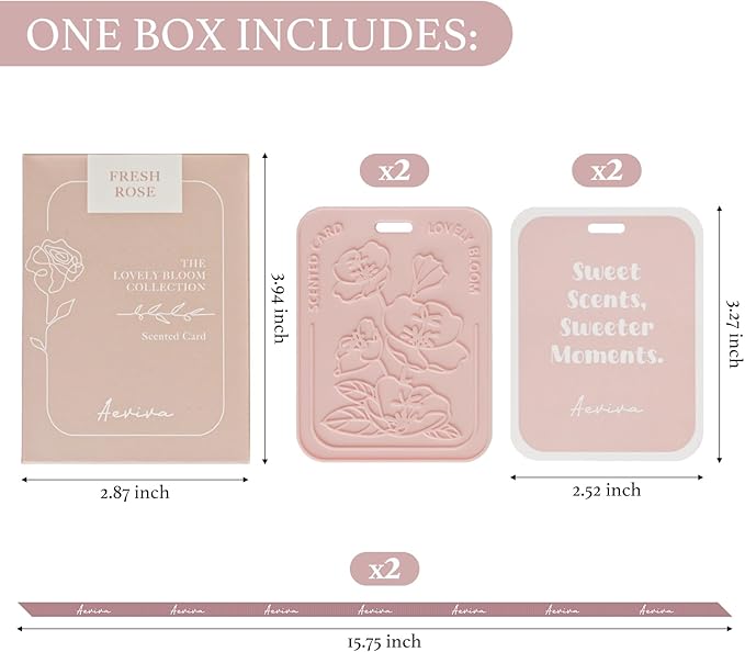 Car Air Freshener, 2 Pack Fresh Rose Scented Sachets for Closet and Drawer, Long-Lasting Home Fragrance Sachets, Car Mirror Hanging Air Freshener & Accessories