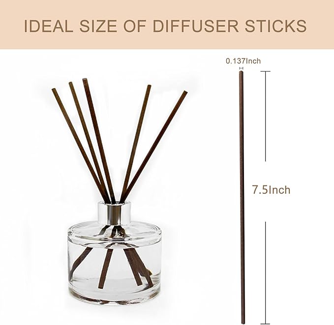 HOSSIAN 50pcs Reed Diffuser Sticks - Wood Rattan-Reed Sticks -Essential Oil Aroma Diffuser Sticks- Spa-Aromatherapy(7.5"/19cm) (Brown 7.5"/19cm)