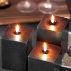 KONNI Square Black Pillar Candles Set of 3, 2.8"x 4" Unscented Pillar Candles Bulk, 30 Hours Long Burning Candles, Smokeless Dripless Large Candle for Wedding, Home Decoration, Parties, Spas, Dinner