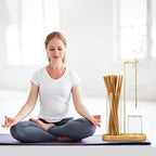 2 in 1 Incense Holder for Sticks, Anti-Ash Flying Incense Burne with Glass Ash Catcher and Incense Sticks Organizer for Meditation Yoga Spa Home Decor (Light Base)