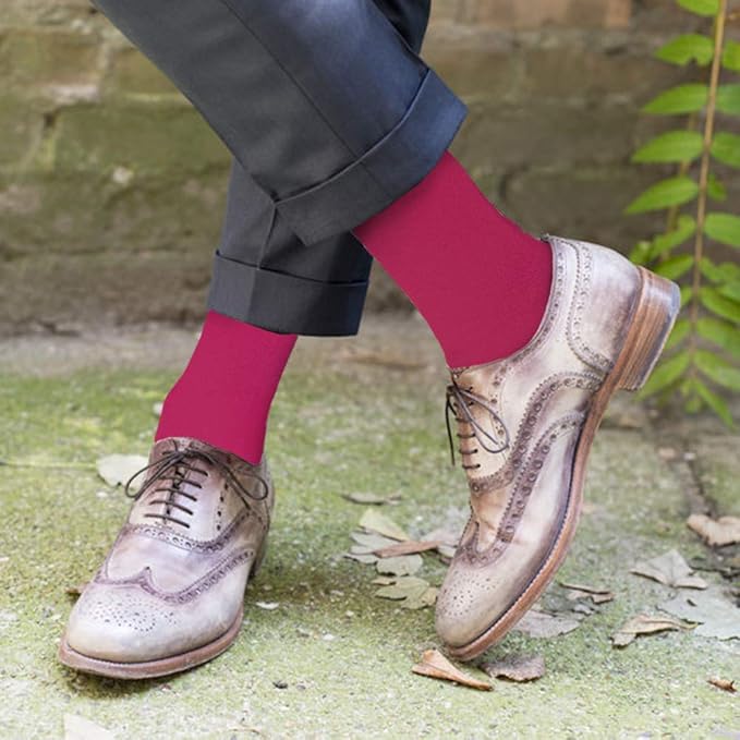 Feraricci Solid Color Casual Dress Socks for Men - Colorful & Comfortable Crew Socks