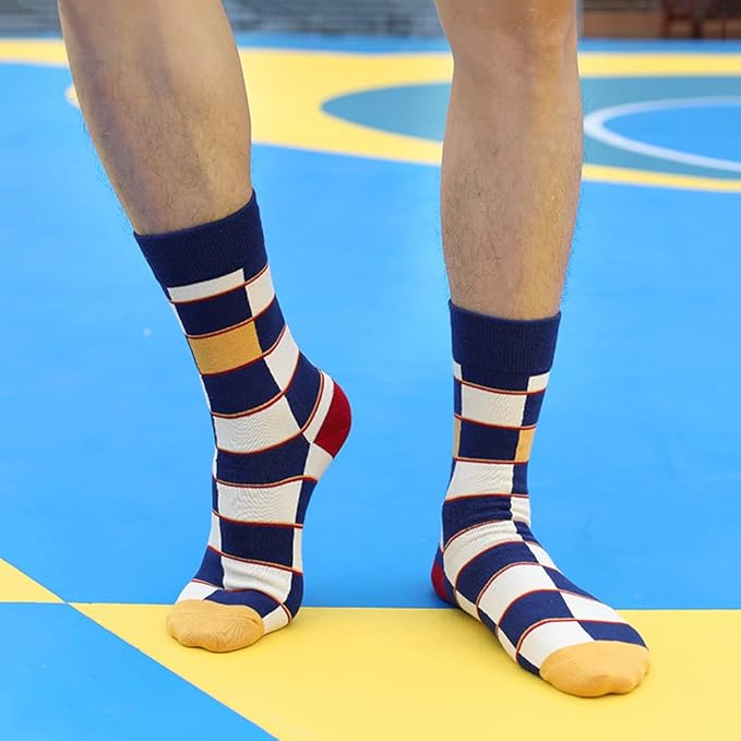 DRASEX Men's Dress Socks Funky Colorful Pattern Cotton Novelty Casual Crew Socks