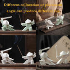 LYART Samurai Statue Decor Japanese Warrior Decor Children's Room Statues, Kongfu Tea Pet Decoration, Incense Holder for Stick Burner(White2 and Green2)