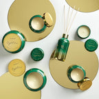 Capri Blue Glimmer Mini Tin - Crystal Pine Scented Candle with Mini Tin Candle Holder - Soy Wax Blend - Capri Blue Crystal Pine Emerald Green and Gold (3 oz)