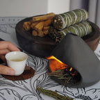 Ceramic Palo Santo Burner, Mini Chimney Incense Holder with Ash Catcher, Aromatherapy Meditation Home Decor for Anxiety Relief, Black