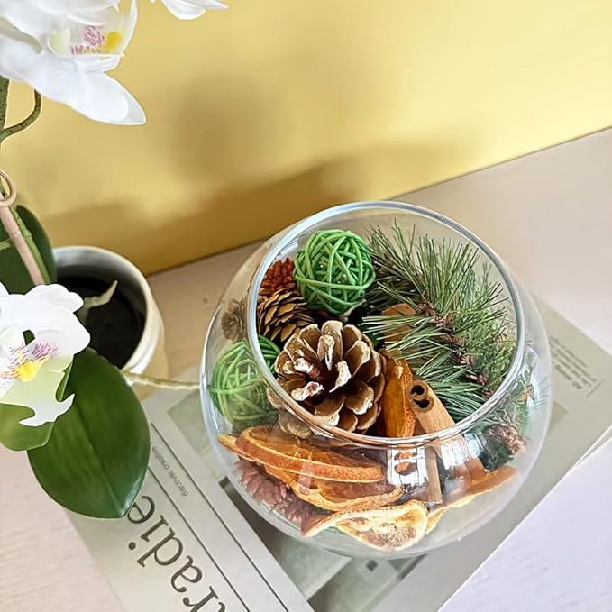 Qingbei Rina Christmas Potpourri Bags,Cinnamon/Apple/Pine Scented Potpourri Bowl Filler,Winter Holiday Decorative Dried Flowers,Home Fragrance Sachet of Petal, Vase Filler,2 Bags,20 oz(Red+Green)