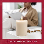 Biedermann & Sons Dripless Unscented Pillar Candles, 45-Hour Burn Time, Champagne, 3 x 4 Inch - Set of 6