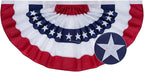 SYII Bunting Flag 5x10 Feet Outdoor, Embroidery Stars American US Bunting Flags with 3 Brass Grommets, Patriotic Half Fan Banner for Fourth of July Decor, 4th of july Decorations Outdoor