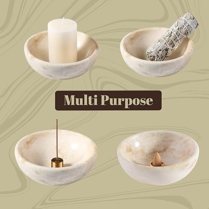 Koville Natural Marble Incense Holder, Incense Holder for Sticks with 9 Holes, Handmade Incense Burner Ash Catcher for Meditation Yoga SPA, Balsam Fir/Palo Santo/Sage/Cone (Z)