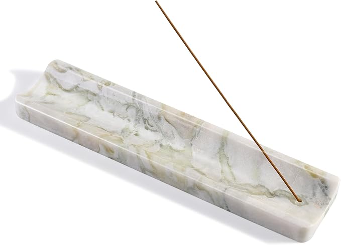 Koville Marble Incense Holder, Incense Holder for Sticks, Incense Sticks Holder Ash Catcher for Meditation Yoga SPA, Natural Stone Incense Burner, Home Table Decor (Bianco Palomino)