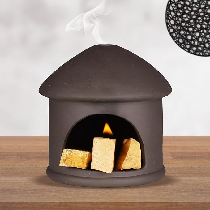 Palo Santo Holder, Sage and palo Santo Stick Burner Holder, Chiminea Incense Holder, Handmade Ceramic Smudge Bowl, Ash Catcher with mini Chimney, for Energy Cleansing, Yoga, Meditation Relaxation