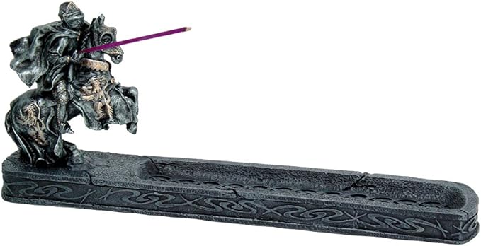 Pacific Giftware Knight of Chivalry Stick Incense Holder Jousting Knight Incense Burner Medieval Times Collectible 11.25 Inches L