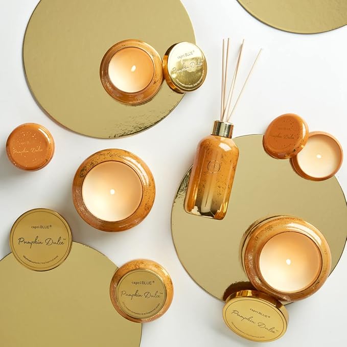 Capri Blue Glimmer Jar Candles - Luxury Holiday Scented Candles for Home - Long Lasting Soy Wax Blend - Scented Holiday & Home Decor - Pumpkin Dulce Oversized Signature Jar (28 oz)