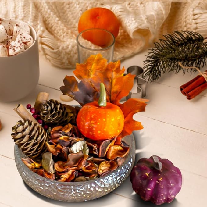 Qingbei Rina Fall Potpourri Bags, Cinnamon Scented Potpourri Bowl Filler,Thanksgiving Decorative Dried Flowers,Home Fragrance Sachet, Autumn Vase Fillers,Bathroom Pumpkin Decor(8.4 oz)