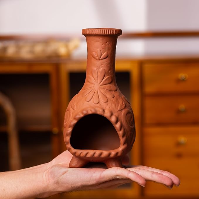 Palo Santo Mini Chiminea – Elegant Ceramic Incense Holder for Cleansing and Relaxation – Handcrafted Sage Texture Stand, Ideal for Meditation and Altars – Durable Design for Sticks Burning