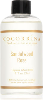 COCORRÍNA Refill - Sandalwood Rose 6.7 Fl.oz Reed Diffuser Refill with 8 Sticks
