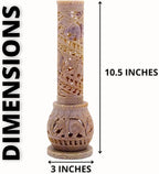 Carry Me Hand Carved Soapstone Incense Stick Holder | Candle Burner | Tea Light Stand. Elephant Jaali Carving Bottle Shape. Decorative Home and Kitchen Decor - (3x3x10.5 Inches)