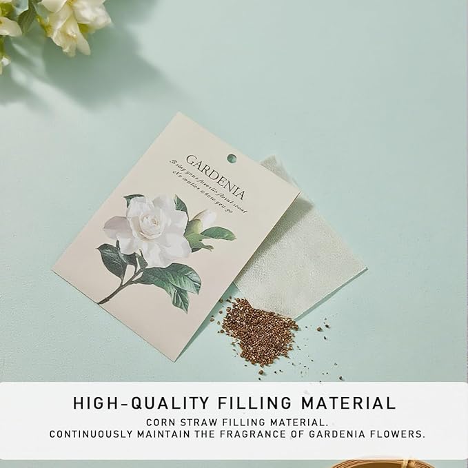 Gardenia Scented Sachet Bags - 12 Pack Home & Car Freshener, Odor Eliminator for Closets, Rooms, Drawers, Wardrobes, Toilets, Long - Lasting 360 - Day Fragrance