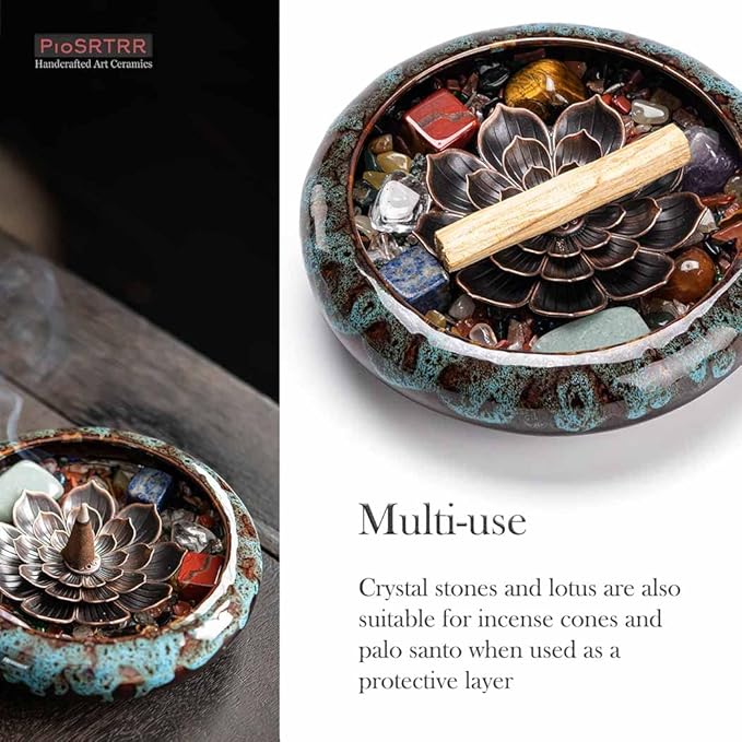 Incense Stick Holder-Crystal Lotus Incense Holder,Ceramic Incense Burner