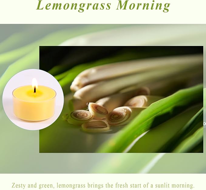 Citronella Scented Tea Lights Candles – Yellow – 6 Hour Burn – 100% Palm Wax – Scented Tealight Candles for Outdoor Summer Nights, Patio Dining – 48 Pack Scent Votive Candle