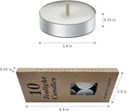 10 Pack Tea Candles Wedding Party and Home Decoration Votive Parties Tealight Small Wishing Bulk with 1.5-2 Hours Extended Burn Time Mini for Birthday Emergency Family (White)