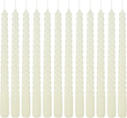 12 Pack 10 inch Ivory Spiral Taper Candles - Dripless, Smokeless, Unscented - 7 Hour Long Burning - Hand Poured Tall Candlesticks - Perfect for Dinner,Party,Wedding and Home Decoration.