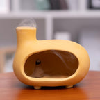 Yellow Palo Santo Holder with Chimney–Mini Fireplace Incense Burner for Sage Burning, Wood Sticks, Cones&Tealights-Handcrafted Ceramic Smudge Bowl,Aromatic Incense Burner-Yoga Meditation Gift