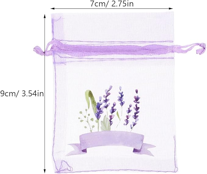 ABOOFAN 20pcs Lavender Sachet Bags Empty Mesh Storage Pouches for Dried Flowers Multi-use Organza Drawstring Bags for Home Fragrance and Party Favors