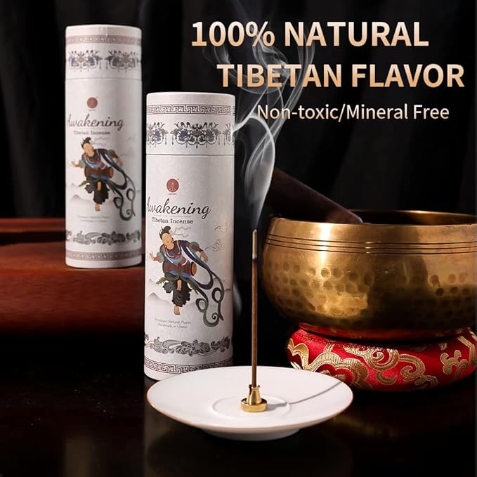 Tibetan Incense Stiks - Himalayas Natural Organic Incense - Including 180 Sticks and 1 Brass Incense Holder Long Time Lasting for Meditation, Yoga, Reiki, Aromatherapy Energy Cleansing