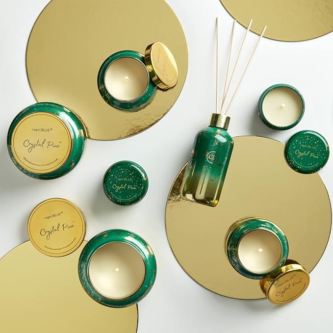 Capri Blue Glimmer Jar Candles - Luxury Holiday Scented Candles for Home - Long Lasting Soy Wax Blend - Scented Holiday & Home Decor - Crystal Pine Oversized Signature Jar (28 oz)