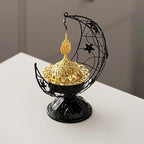 Metal Greek Incense Burner Antique Arabic Incense Censer Pot Metal Candlestick Candle Stand Incense Bowl for Aromatherapy Yoga Spa Home Decor (Black)