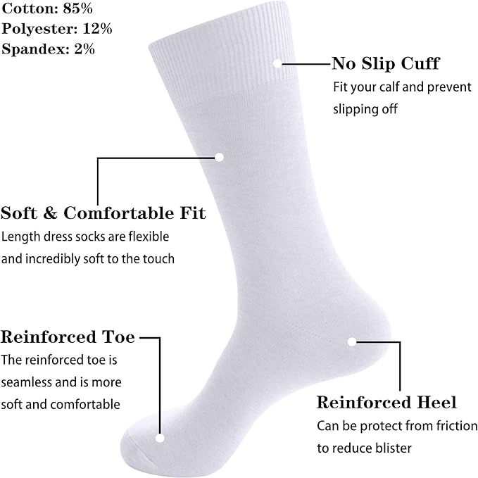 Men's Dress Socks 5 Pairs Mens Cotton Calf Business Formal Socks Soft Breathable Athletic Long Crew Casual Socks