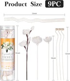 9 Pcs Reed Diffuser Sticks, Reed Fragrance Diffuser Flowers Set, Natural Rattan&Handmade Flower Refill Replacement Sticks, House Bedroom Office Decor