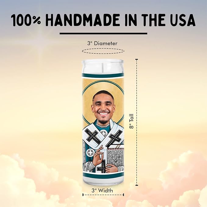 Jalen Celebrity Glass Jar Candle – Unscented Handmade Soy Wax Votive Candle – Unique Gift for Eagle Fans – Home Decor Philly Philadelphia Sports Collectible