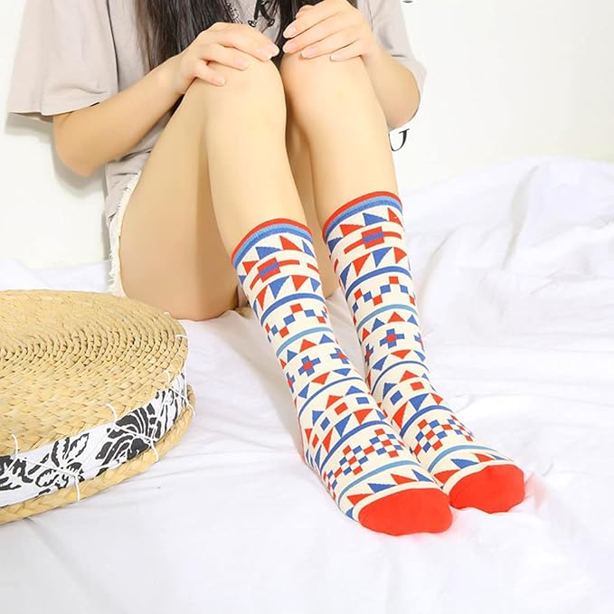 DRASEX Men's Dress Socks Funky Colorful Pattern Cotton Novelty Casual Crew Socks