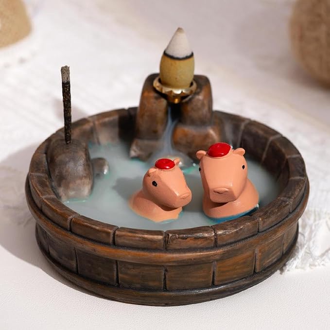 Capybara Backflow Incense Holder - Cute Unique Design Backflow Burner with Waterfall Effect for Relaxation and Aromatherapy, Ideal for Living Room, Yoga Studio, and Creative Spaces