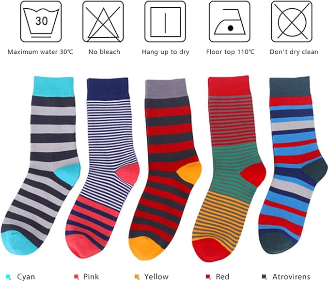 HHX YONLEE Dress Socks 5/6/10 Pairs Crew Argyle Colorful Cotton Novelty Casual Happy Fun