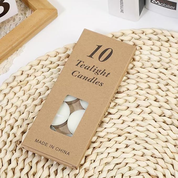 Colored tealight Candles Handmade Organic Tea Lights Set of 10pack Small red Candles 1.5-2 Hours Burn Tea Lights for Valentine's Day, Birthday, Votive Parties ，Home Decoration (White)