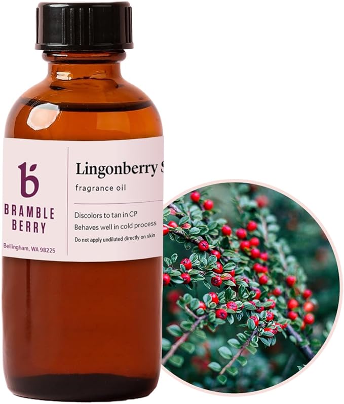 Bramble Berry Lingonberry Spice Fragrance Oil 2 oz | Warm Fruity Scent for Soap Making, Candles, Lotion, Bath Bombs & Perfume | Skin Safe, Vegan, Paraben & Phthalate Free, DIY Craft Essential