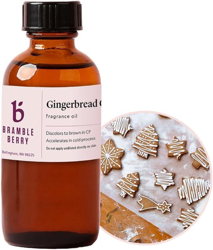 Bramble Berry Gingerbread Cookie Fragrance Oil 2 oz | Warm Sweet Holiday Scent for Soap Making, Candles, Lotion, Bath Bombs & Perfume | Skin Safe, Vegan, Paraben & Phthalate Free