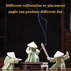 LYART Samurai Statue Decor Japanese Warrior Decor Children's Room Statues, Kongfu Tea Pet Decoration, Incense Holder for Stick Burner(White2 and Green2)