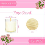 12 Pcs 6 Oz Mini Soy Candles,Rose Scented Bulk Candle Set,Aromatherapy Candle,Great Stress Relieving Scented Candles for Girls as a Gift for Birthdays, Weddings Party Favors!