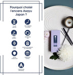 Asayu Japan 2-in-1 Low Smoke Incense Sticks Japan Set, 2 scents: Matcha Green Tea & Sakura, Japanese Incense for Morning & Evening Relax, Yoga, Meditation. Smokeless for Less Irritation