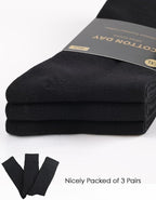 COTTON DAY Men's Premium Soft Combed Cotton Trouser Dress Socks Seamless Toe Black Navy Blue Striped