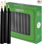 20-Pack of 4-Inch Black Taper Candles - Smokeless, Long-Burning (1.5 Hours Each) - Ideal for Dinners, Parties, Ceremonies, and Shabbat Observances