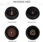 Coil Incense Burner， Ceramic Cone Incense Burner Holder Suitable for Incense/Cone/Coil/Stick, Sage, Mosquito Incense, and Charcoal. Incense Holder+Fireproof Cotton Inside.