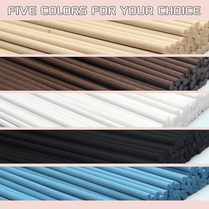 100PCS Reed Diffuser Sticks, 8 Inch Rattan Fiber Sticks Essential Oil Aroma Diffuser Sticks,Long-Lasting Diffuser Replacement Sticks (Primary Color)