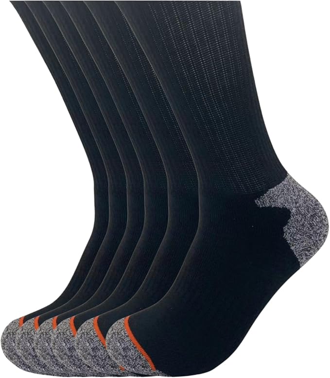 Aeonrow 5-Pairs Men's Weatherproof Vintage Outdoor Wool Blend Crew Calf Socks, Black, 6-12